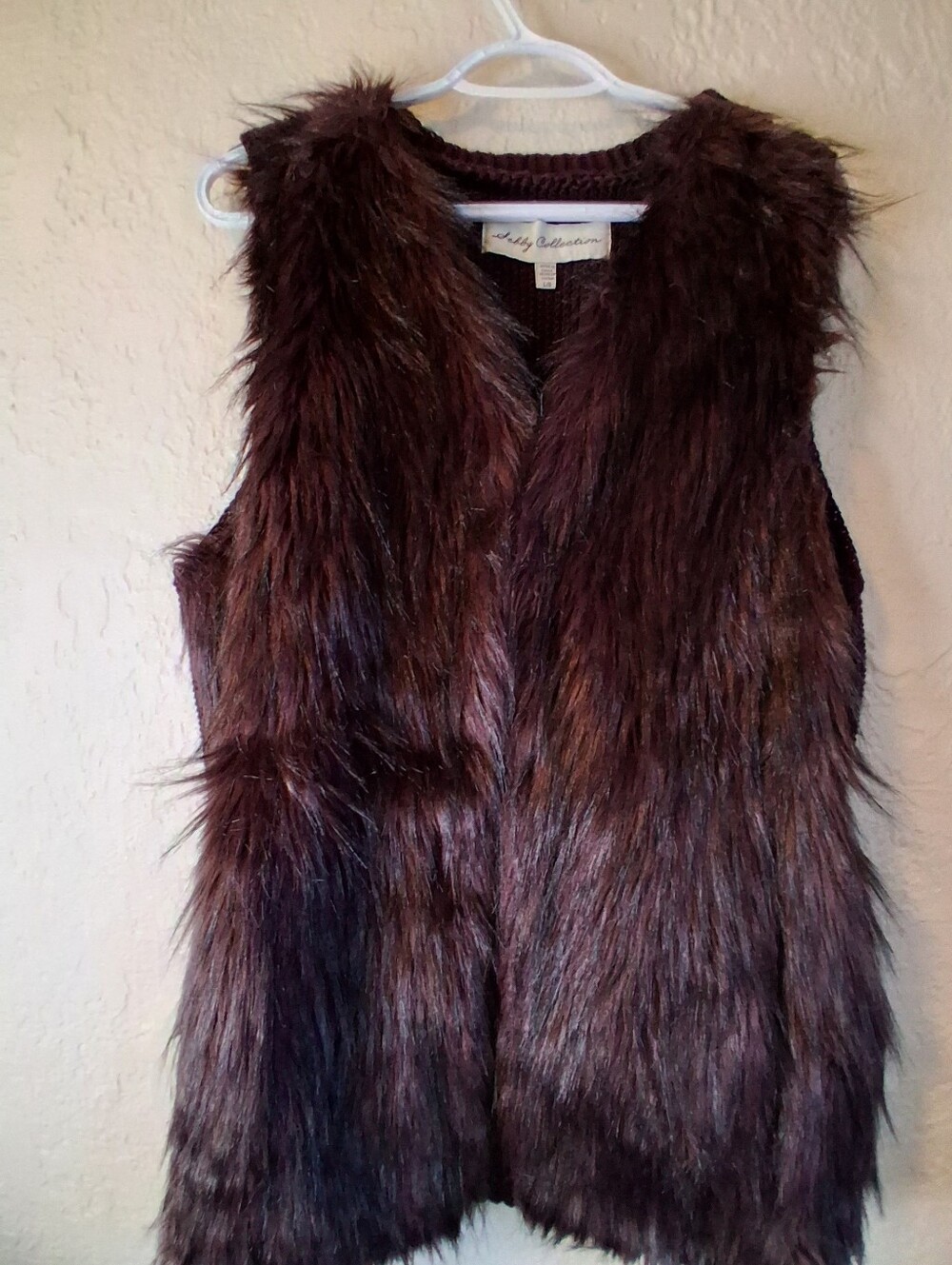 Rich Brown Burgundy Color Faux Fur Vest Size Large